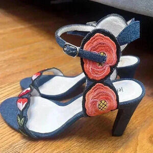 Jeffrey Campbell floral embroidered
denim heels